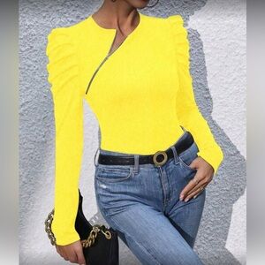 Yellow Long Sleeve Women's Top
